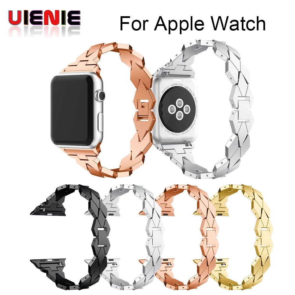 UIENIE Новый женский ремешок для часов Apple Watch band 38 мм/42 мм регулируемый ремешок из нержавеющей стали для iwatch серии 3 2 1 браслет