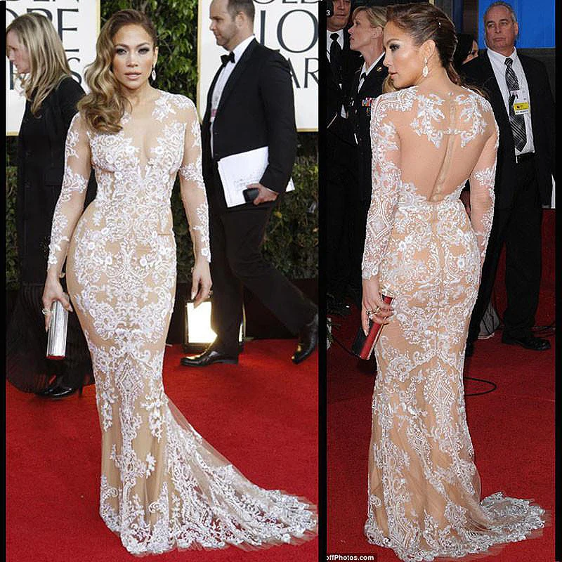Vestidos de Formatura Longo 2014 Free Shipping Vintage Lace Mermaid Evening Dresses with Long Sleeves | Свадьбы и торжества