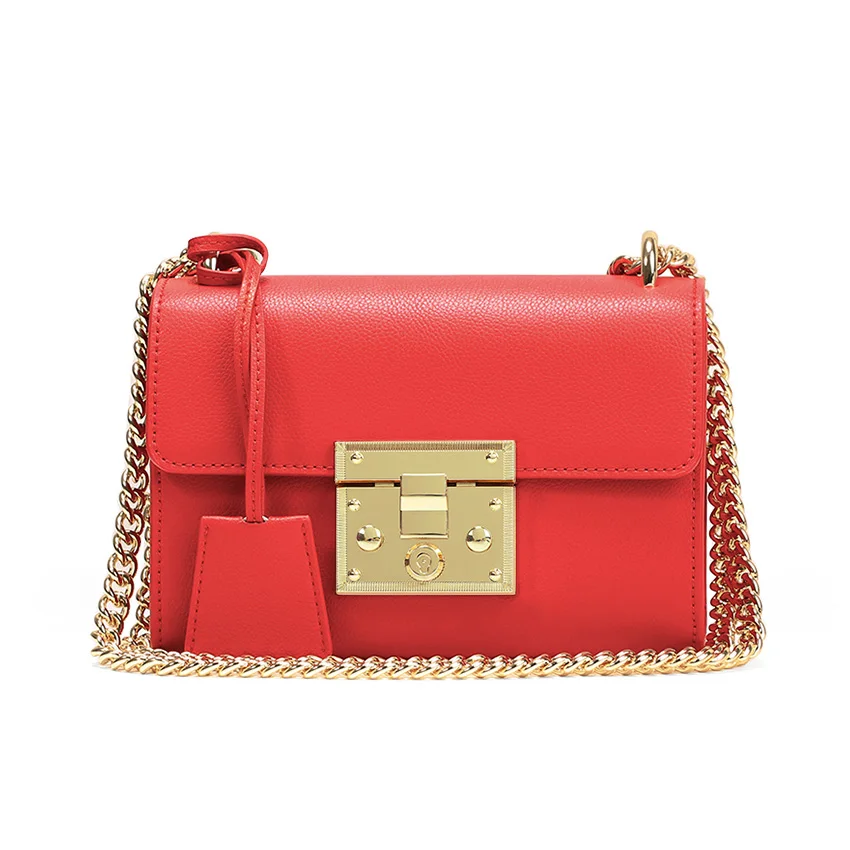 LACATTURA, роскошный клатч, женские сумки-мессенджеры на цепочке, кожаная сумка, дамская сумка на плечо с клапаном, сумка через плечо для девушек, маленькая летняя сумка - Цвет: Red