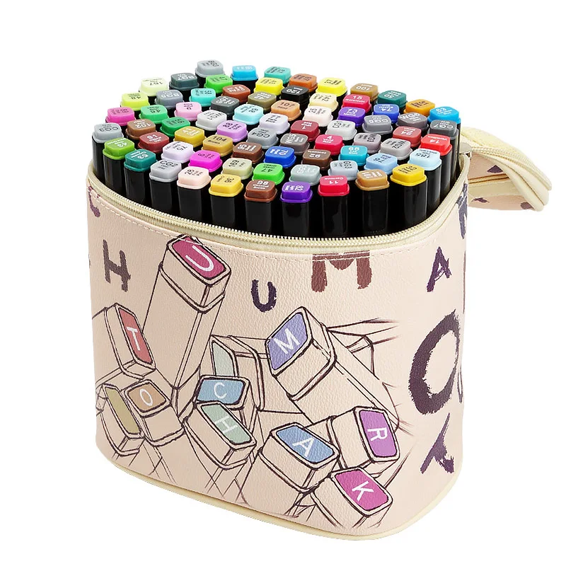Touch Mark Hand-painted Design Drawing Pen Alcohol Oily Double-headed Marker With Colorful Bag 60 Or 80 Colors | Канцтовары для
