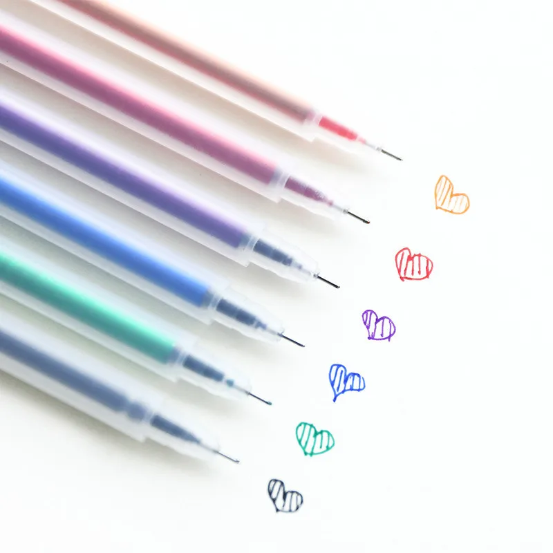 

24 Pcs Korean Stationery Supplies Simple Transparent Frosted Neutral Pen Water Chalk Student Signature Cute Stationary Wholesale