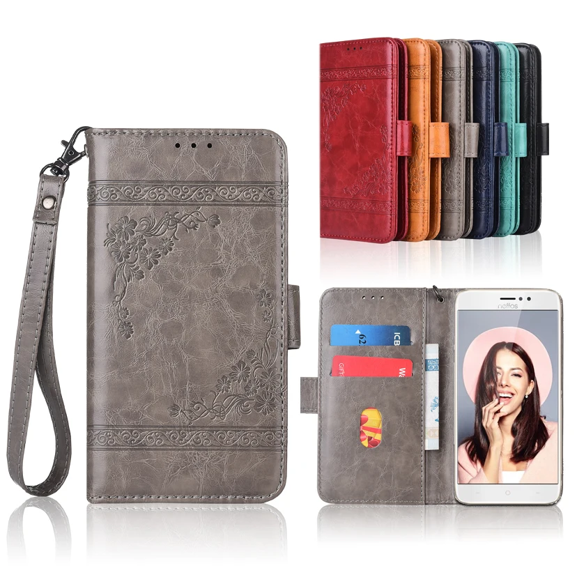 

Newest Wallet case for TP-Link Neffos C7 Flip case with Strap100% special PU leather embossing flower cover case