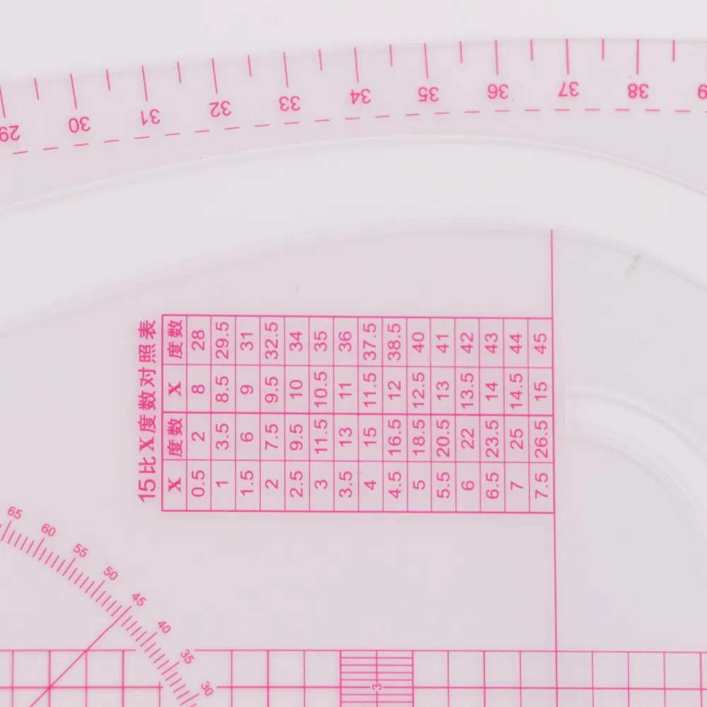 Лоскутная линейка линейки для квилтинга с протактором, кривая линейка;#3245