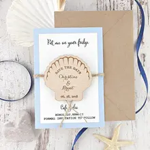 Пользовательские seashell пляжные свадебные пригласительные открытки с деревянными сохранить дату магниты Помолвочные анонсы стаканчики для вечеринки, подарков