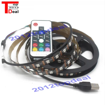 

DC 5V 1M 2M 3M 4M 5M LED Strip RGB Light TV Back Lighting Kit + IR Remote Controller 5050 SMD RGB 60led/m Ribbon Tape Lamp IP60