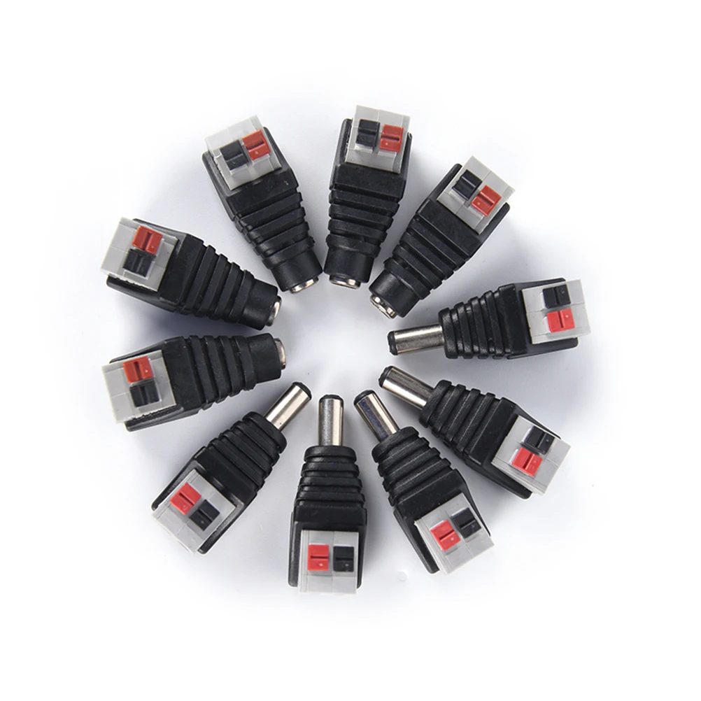 5pcs DC Male +5 pcs DC Female connector 2.1*5.5mm DC Power Jack Adapter Plug Connector for 3528/5050/5730 led strip