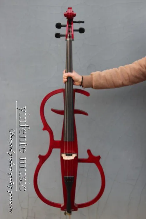 red color 4/4 Electric Cello Powerful Sound Solid wood Yinfente 1465