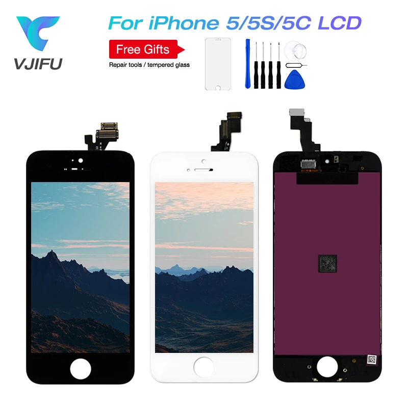 5 шт./лот стеклянный экран для iPhone 5G 5C 5S класс A +++ Черный Белый ЖК дисплей с