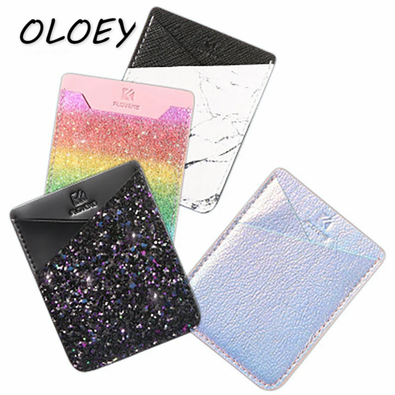 

1000 pcs Universal Phone Back ID Card Holder Shining Sequins Credit Card Cover Adhesive Sticker Cell Phone Change Purse Pack#