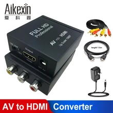 Aikexin RCA к HDMI соединение CVBS AV к HDMI конвертер Mini AV2HDMI адаптер Upscaler Поддержка 720 P/1080 P для ПК Xbox PS4 ТВ