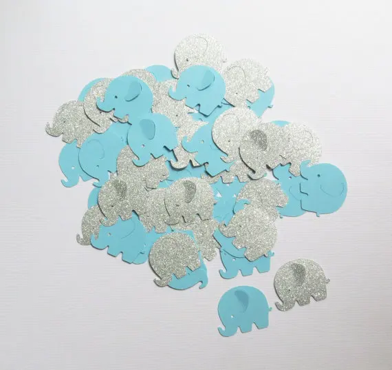 

Glitter And Baby Blue Confetti Elephants - Decorations Die Cuts Scrapbooking Gift Wrapping cft Table decor scrapbook Confettis