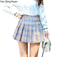 Женские юбки Японский Корейский каваи мини юбка Ян Цин Хуан Новая мода плед Харадзюку Лето Высокая талия плиссированная юбка