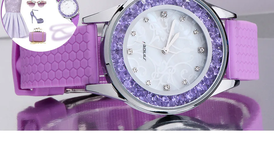 SINOBI Montre Femme Модные женские наручные часы с кристаллами, белые Ремешки для наручных часов, подарки на год, женские кварцевые часы Geneva