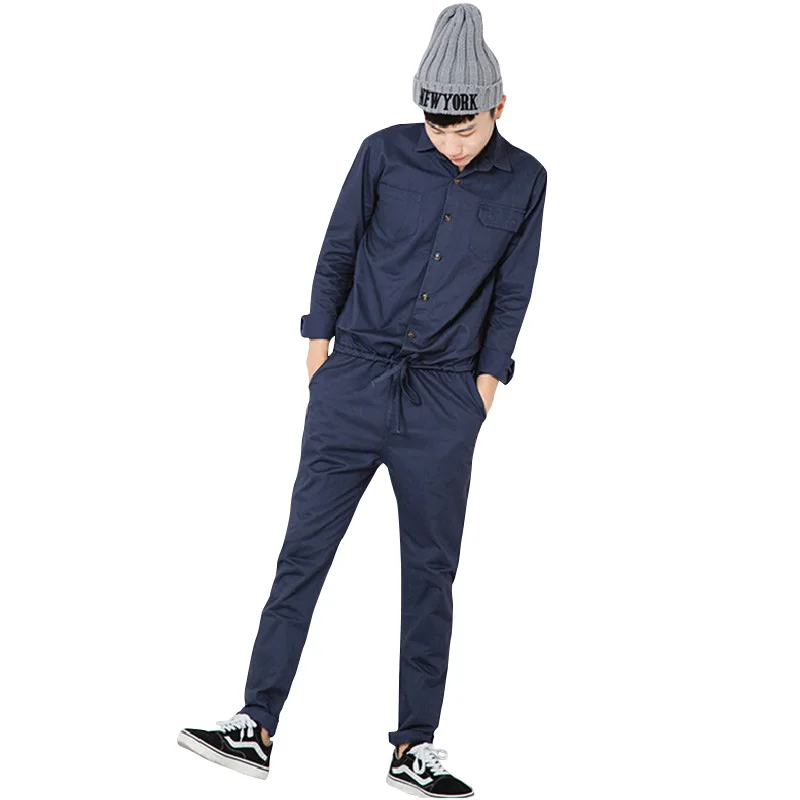 Mens Jumpsuit Fashion Long Sleeved Overalls Male Elegant Cool Overalls Slim Fit Pants Hip Hop