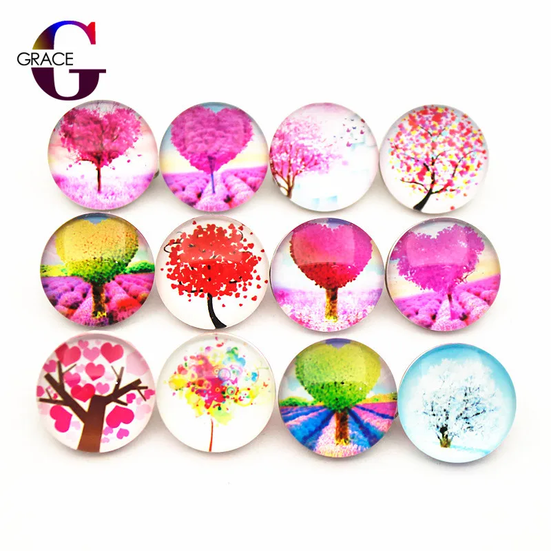 

10pcs MIX Round Glass Love Snap Button 18MM Tree Of Life Snap Jewelry Wholesale Fit Snap Bangle&Bracelets For Women DIY Jewelry
