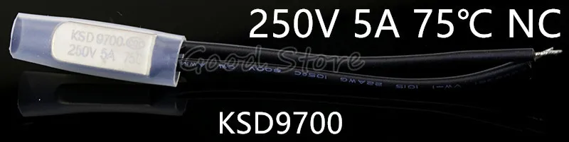 1 шт. KSD9700 NC 250 В 5A 40~ 150 градусов биметаллический диск переключатель температуры нормального закрытого термостата тепловой протектор - Цвет: NC75Centigrade