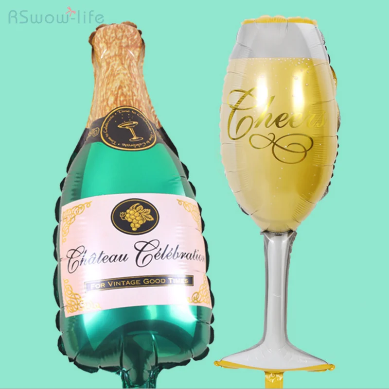 

Large Champagne Aluminum Balloon Wine Glass Bottle Shape Balloon for Wedding Decoration Birthday Party Holiday Supplies