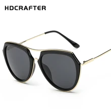 HDCRAFTER Moda Shades Gafas de Sol Mujeres Grandes gafas de Marco de Metal gafas de Sol de Marca Original Nuevo Estilo Gafas de sol mujer de Verano