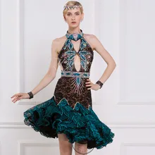 Кружевной бюст Вырез Холтер Латинский Румба ча-ча Сальса Танго lumba конкурс латиноамериканских танцев платье со стразами