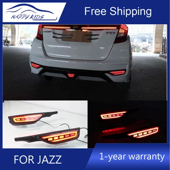 

Car styling LED Reflector For Honda Jazz Fit 2017-2019 led Reflector Rear Bumper Brake Light Driving light signal Light