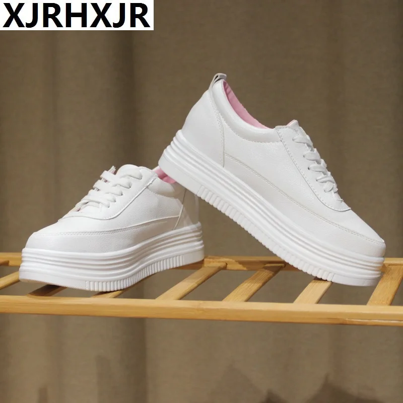 

New 2019 Casual Shoes Women Pu Leather Platform Heels Shoes Flat Thick Bottom Spring Summer Sneakers Zapatillas Deportivas Mujer