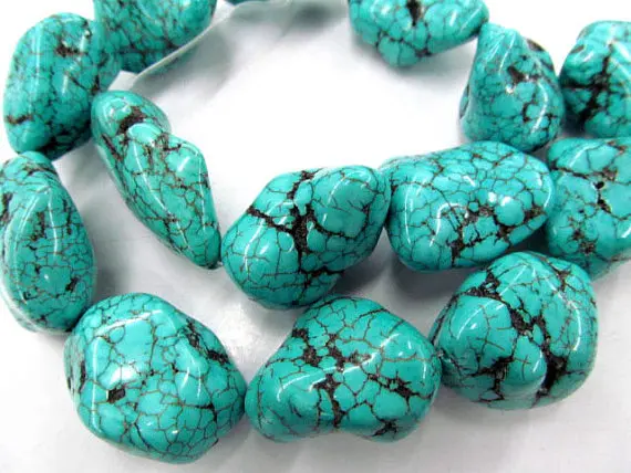 

high quality 18-25mm 16inch Turquoise beads nugget freeform blue green jewelery bead