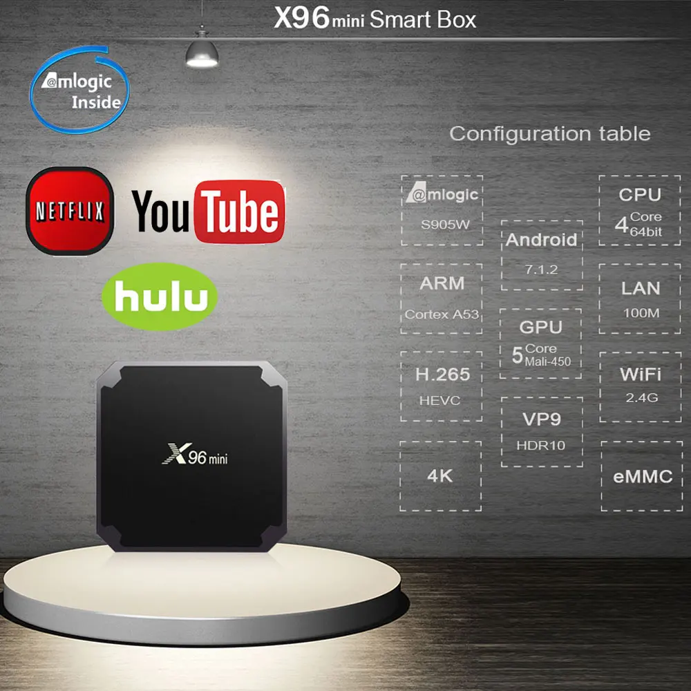 

X96 Mini Tv box Android 7.1.2 2GB 16GB android Smart TV BOX Amlogic S905W Quad Core Support H.265 UHD 4K WiFi PK X96 Set-top box