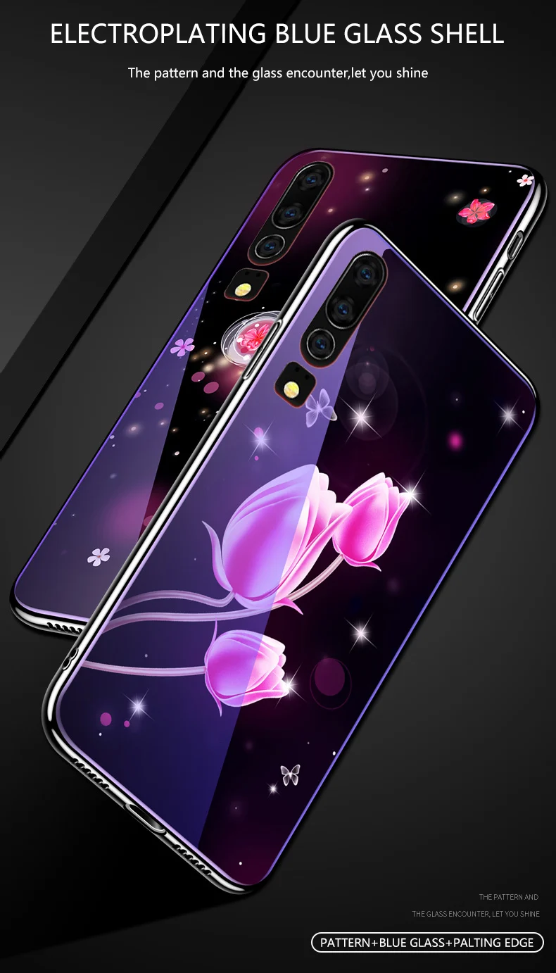 Стеклянный чехол для телефона huawei P30 Lite Pro, стеклянный чехол s, роскошный чехол-накладка с голубым напылением, светильник для huawei P30, Fundas Capa Coque