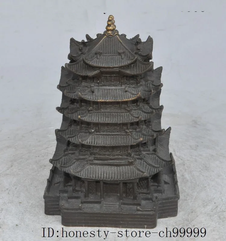 

christmas china chinese fengshui bronze copper House tower statue Sculpture Decoration halloween