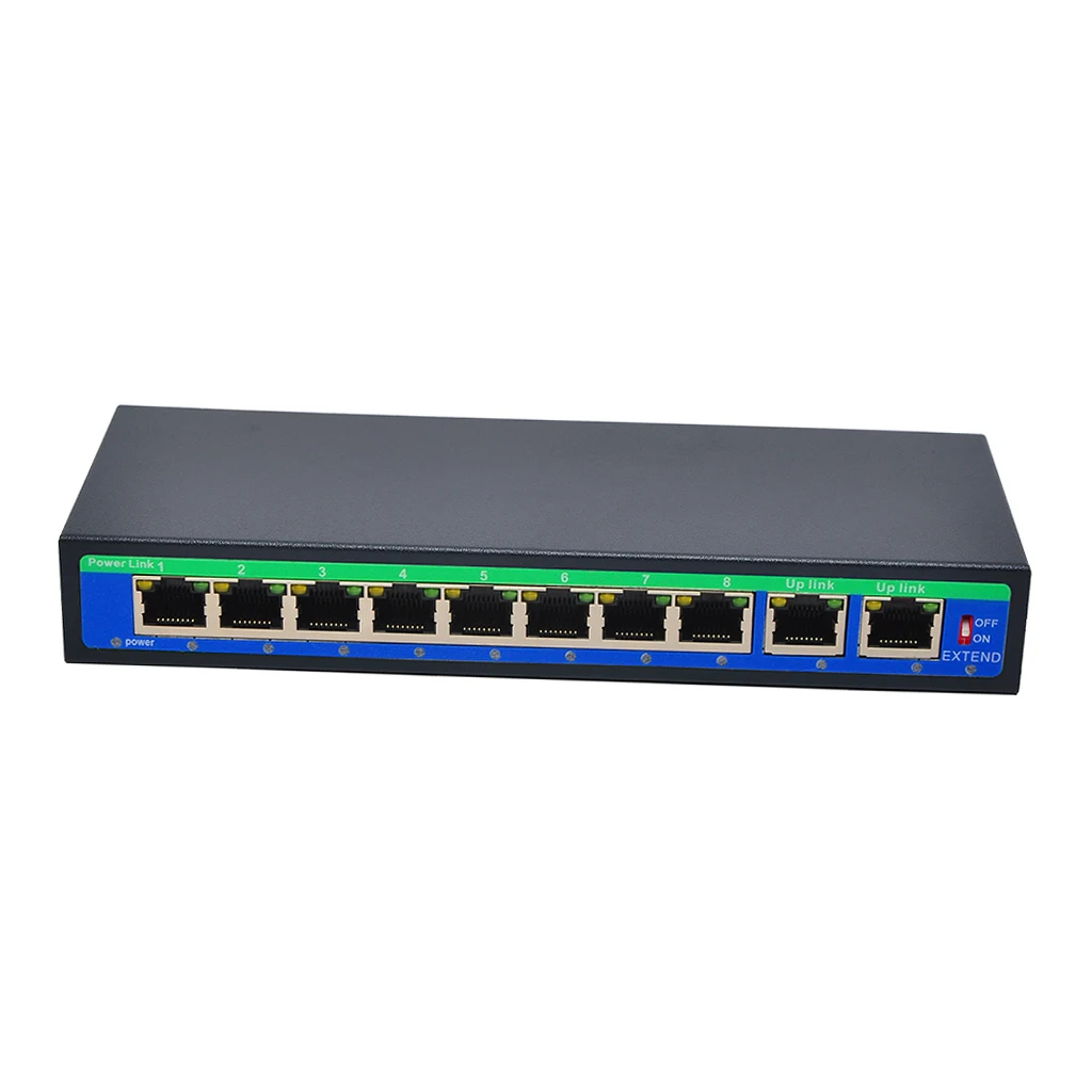 1 Uplink Power Over Ethernet Switch 4,5+/7,8- Support 12V 24V 48V 9 Port 10/100Mbps 8 POE Port