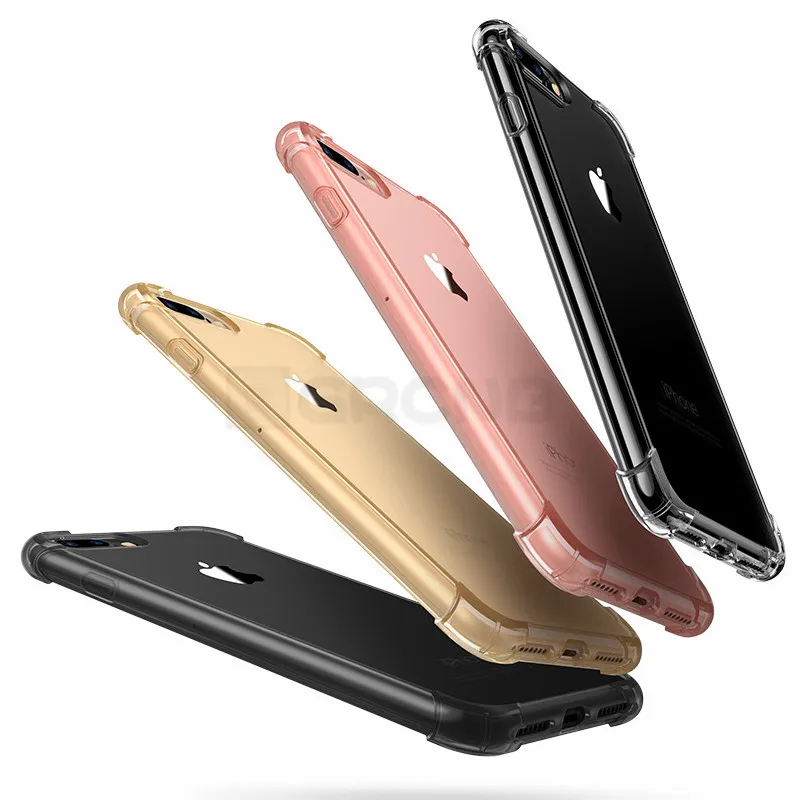 Противоударный чехол для телефона прозрачный мягкий Iphone X 6 6s 8 7 Plus 5 5S Se