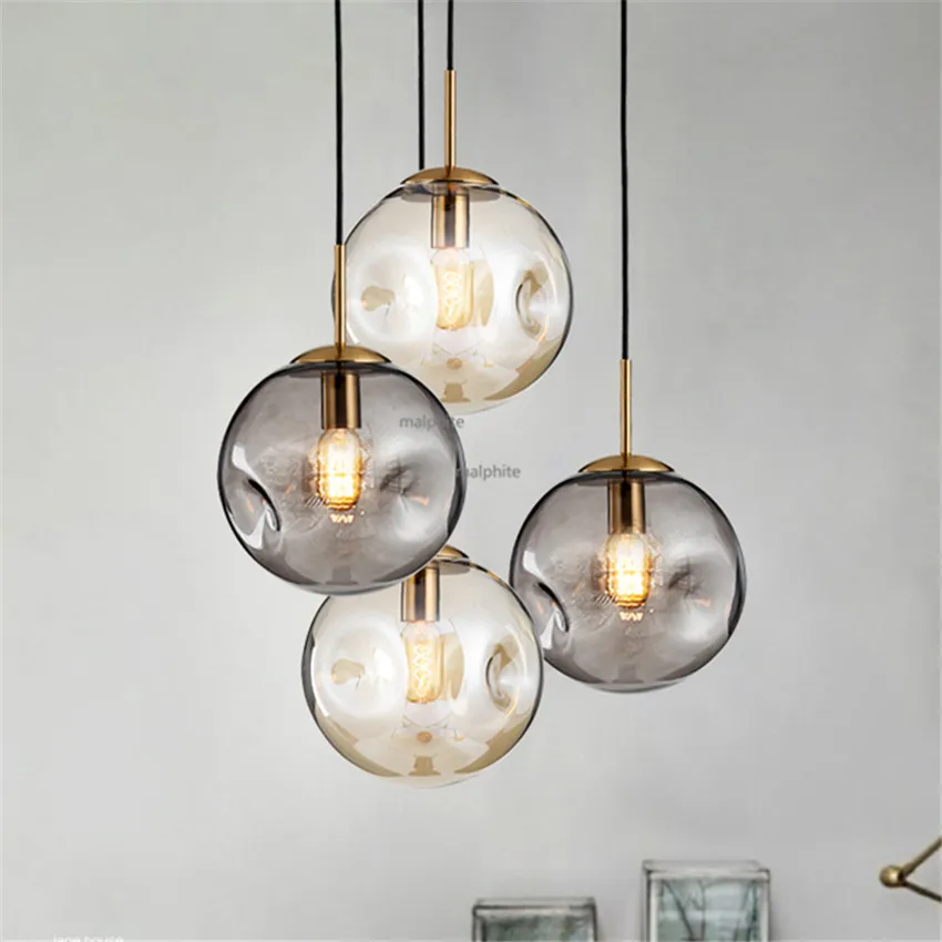 

Modern LED Lighting Nordic Style Glass Ball Pendant Lamp Loft Simple Pendant Lights Living Room Bedroom Home Hanglamp Lustre