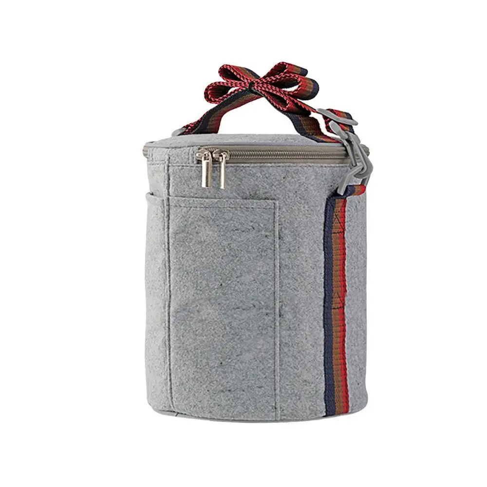 Lunch packet Войлочная изоляция сумка Ланч-бокс сумка круглая переносная молния Обед сумка студенческий портативный Ремень Обед Сумка алюминиевая фольга@ 15 - Цвет: Lunch packet