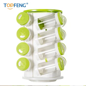 

Free shipping TopFeng Kitchen Seasoning Box Set-Revolving Spice Rack with 16 Spice Jars