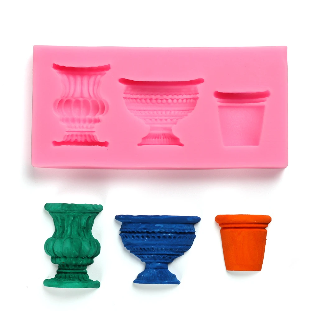 Online Shop Facemile 3D Pot Vas Guci Kue Cetakan Fondant Cetakan Kue
