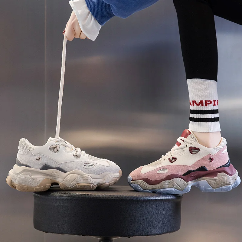 

women Outdoor Sneakers women Walking Jogging Trainers Hot Sale Sport shoes woman Running shoes thick bottom KB-28