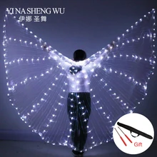 Женские волоконно-оптические танцевальные крылья Египетский Танец живота Isis Крылья светодиодный индийский Пояс для танца живота танец Красочные Крылья включают палочки сумка крылья