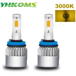 YHKOMS H11 3000 К светодио дный H4 H7 9005 9006 H1 H3 880 881 H13 5202 9004 9007 автомобилей противотуманные светодио дный фары желтый свет светодио дный лампы 12 В