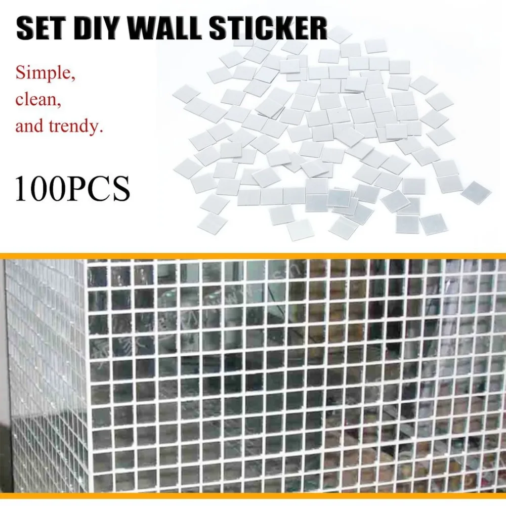 

100 Pieces Mirror Tile Popular DIY Wall Sticker 3D Decal Mosaic House Home Room Decoration Stick For Modern Rooms