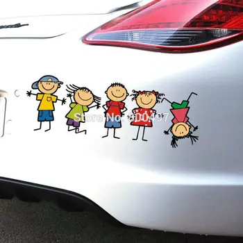 

10 x Car Styling Cover Cartoon Childhood Happy Family Naughty Kids Car Sticker Decals for Toyota Ford Chevrolet Volkswagen Honda