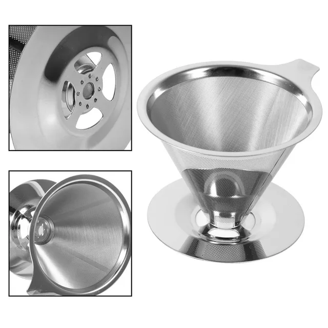 Special Offers Stainless steel coffee filter coffee drip double layer mesh filter cup holder for home office