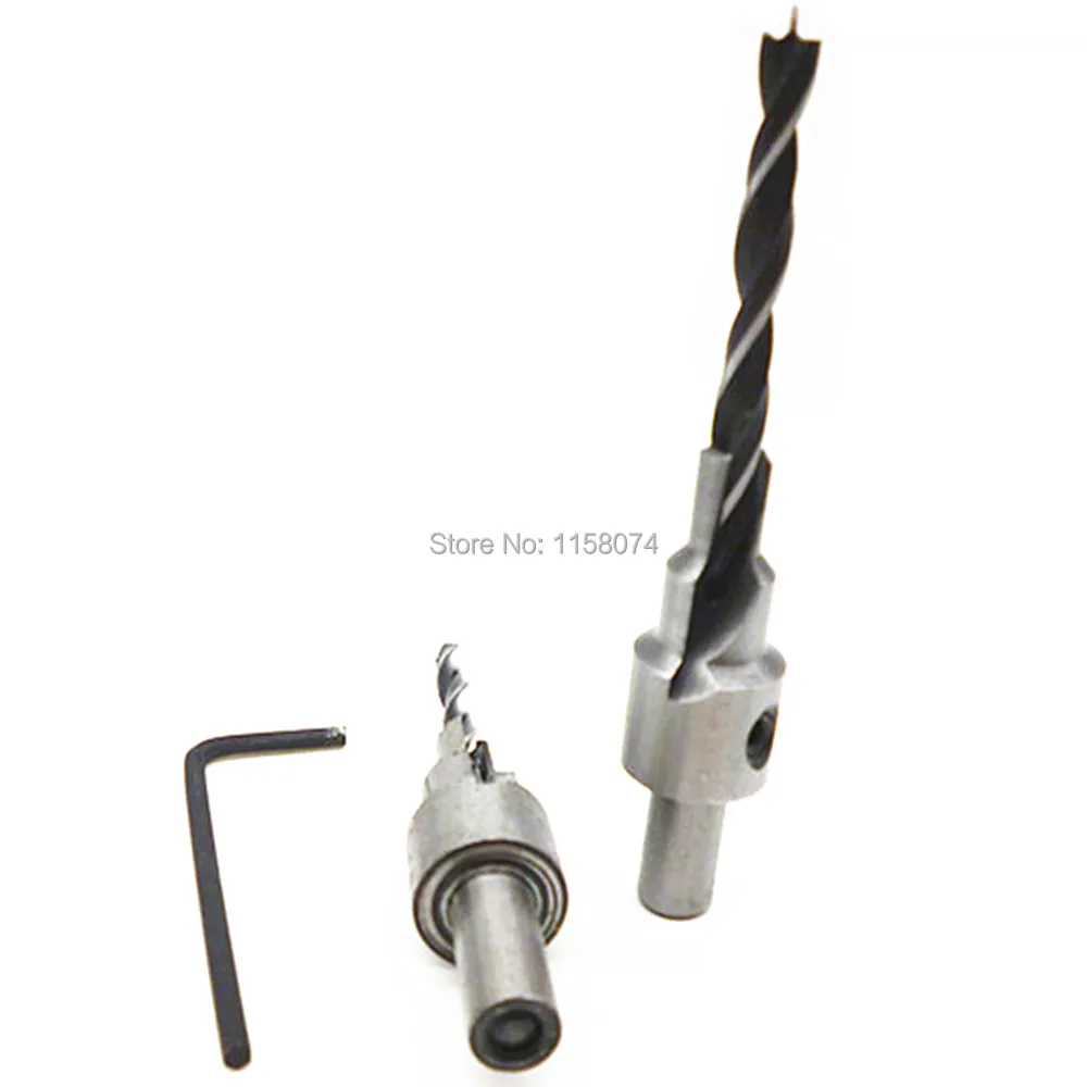 2pc Tapered Drill Countersink Bit Screw Set Wood Pilot Hole 2 Flutes