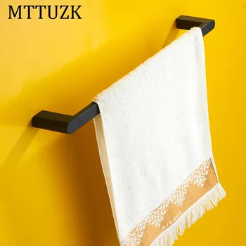 

MTTUZK Black towel bar square towel rack Rubber paint bath towel rack hanging toalha bar Bathroom Accessories free shipping