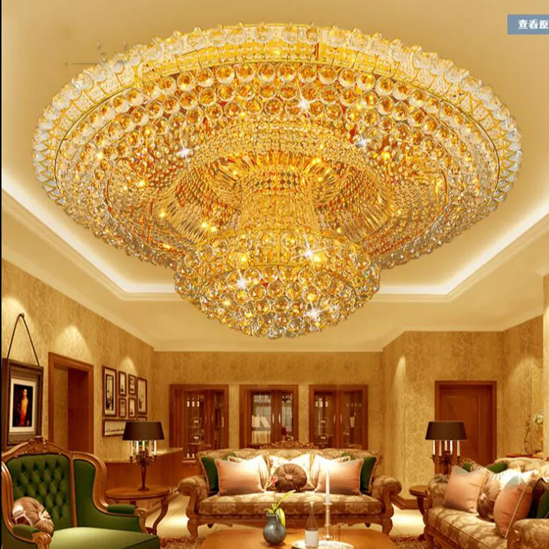 

L Lamp living room headlights round crystal lamp LED bedroom hall ceiling lamp European chandelier luxury atmosphere home
