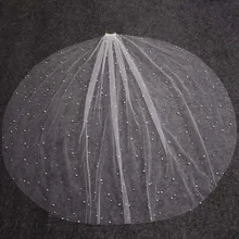 Жемчужная свадебная вуаль, элегантная 120 см короткая жемчужная свадебная вуаль с гребнем цвета слоновой кости, однослойная вуаль для невесты, свадебные аксессуары