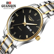 Оригинальные часы GUANQIN, мужские роскошные брендовые кварцевые часы, модные деловые повседневные наручные часы, мужские часы из нержавеющей стали, наручные часы