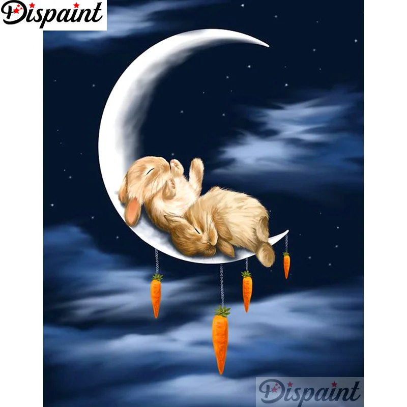 

Dispaint Full Square/Round Drill 5D DIY Diamond Painting "Rabbit moon carrot" 3D Embroidery Cross Stitch Home Decor Gift A12674