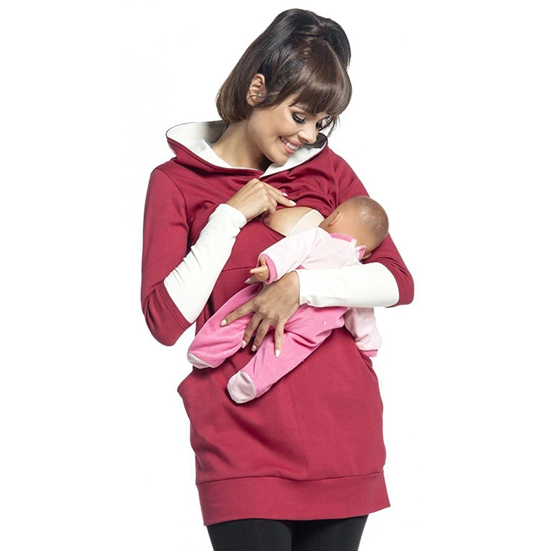

2019 Warm Cotton Women's Maternity Hoodies Nursing Clothing Breastfeeding Hoodies For Pregnant Women Outwear Clothes