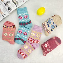 Зимние толстые теплые женские кролик шерстяные носки любовь цветы Национальный Ветер кашемир Носки женщина 10 пар