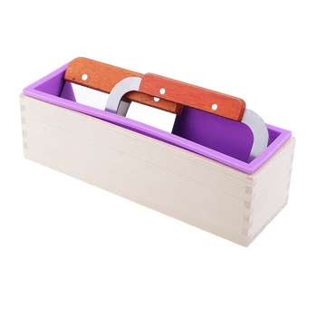 

Wooden Silicone Soap Mold Soap Maker Loaf Rectangle Mould With Straight Wavy Soap Cutter Cutting Tools